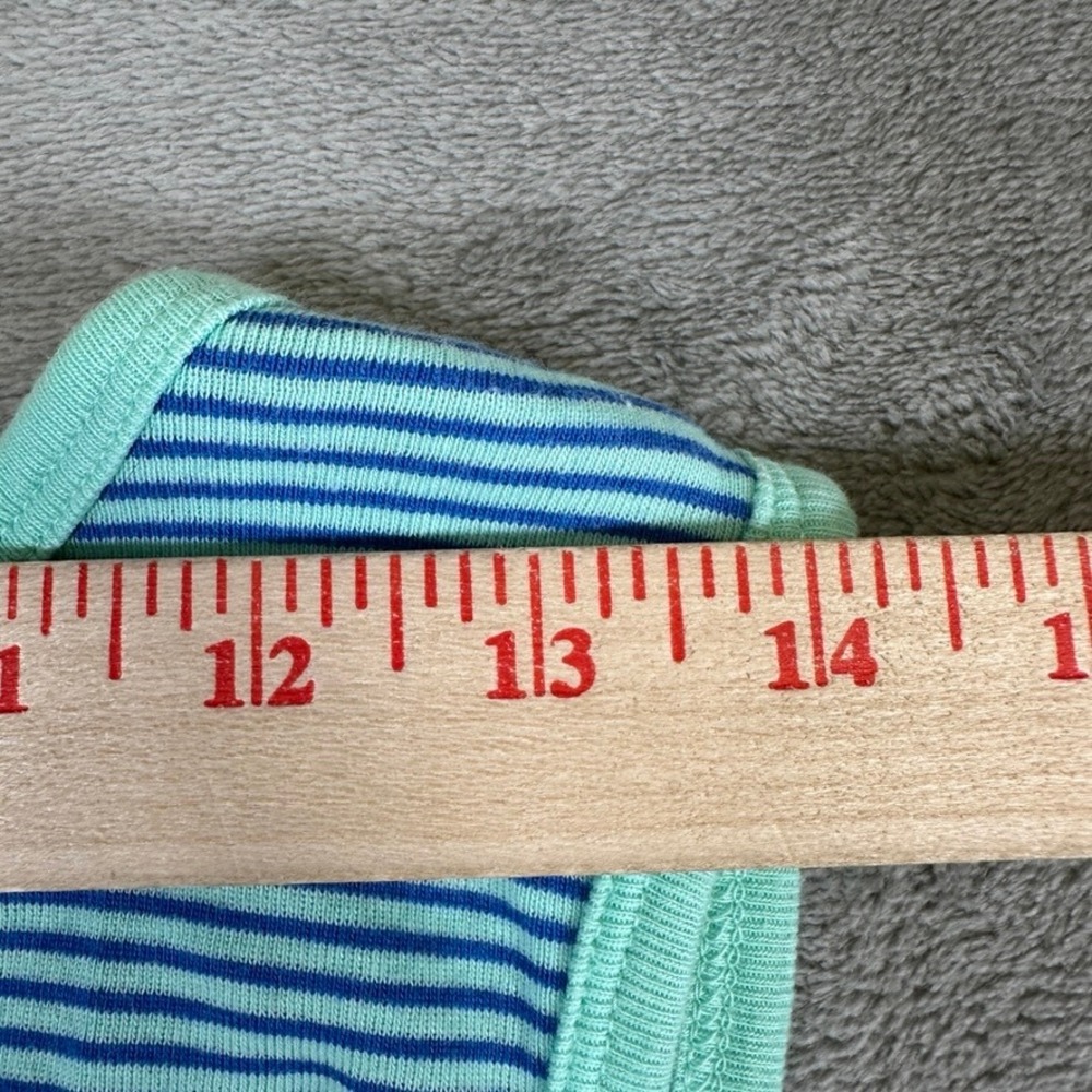 LL Bean Striped Cotton Tank Top Blue Mint Green Sleeveless Scoop Neck M REG - Picture 8 of 9